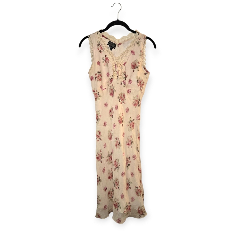 Vintage Y2k Angie Romantic Yellow Floral Slip Dress 🌹🥀